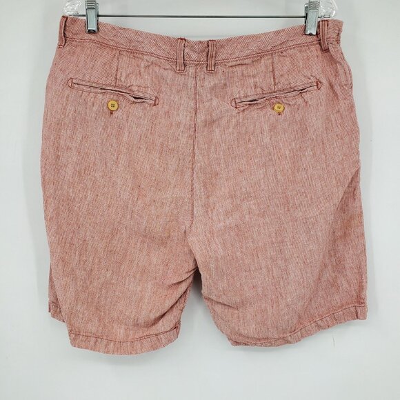 Tommy Bahama 100% Linen Burnt Red Striped Men's Island Resort Vacation Shorts 36 - Picture 2 of 6